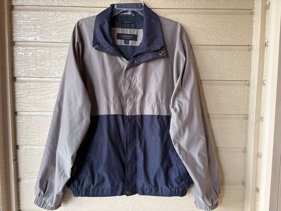 Claiborne Other - Liz Claiborne men Tan & Navy Microfiber Zip Bomber Windbreaker Jacket size Large